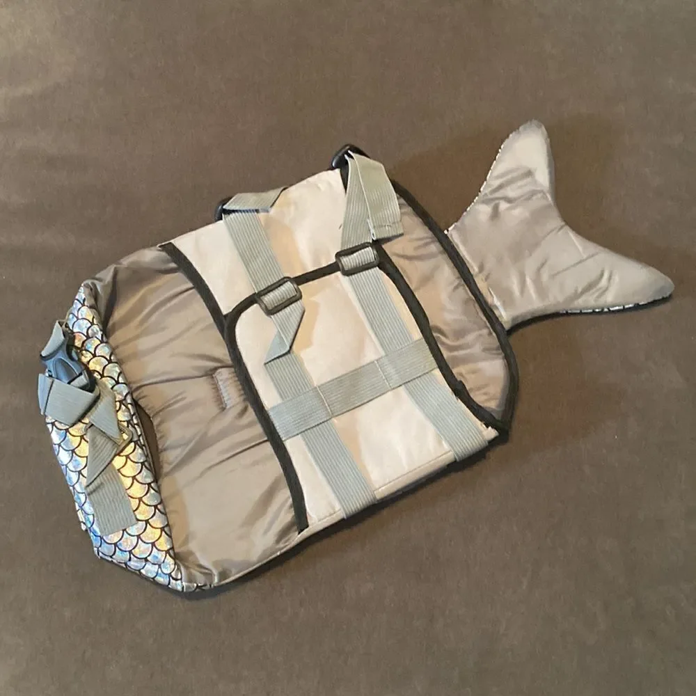 Kouser Dog Life Jacket Life Vest Flotation Device Silver WhaleDesign Size M NEW